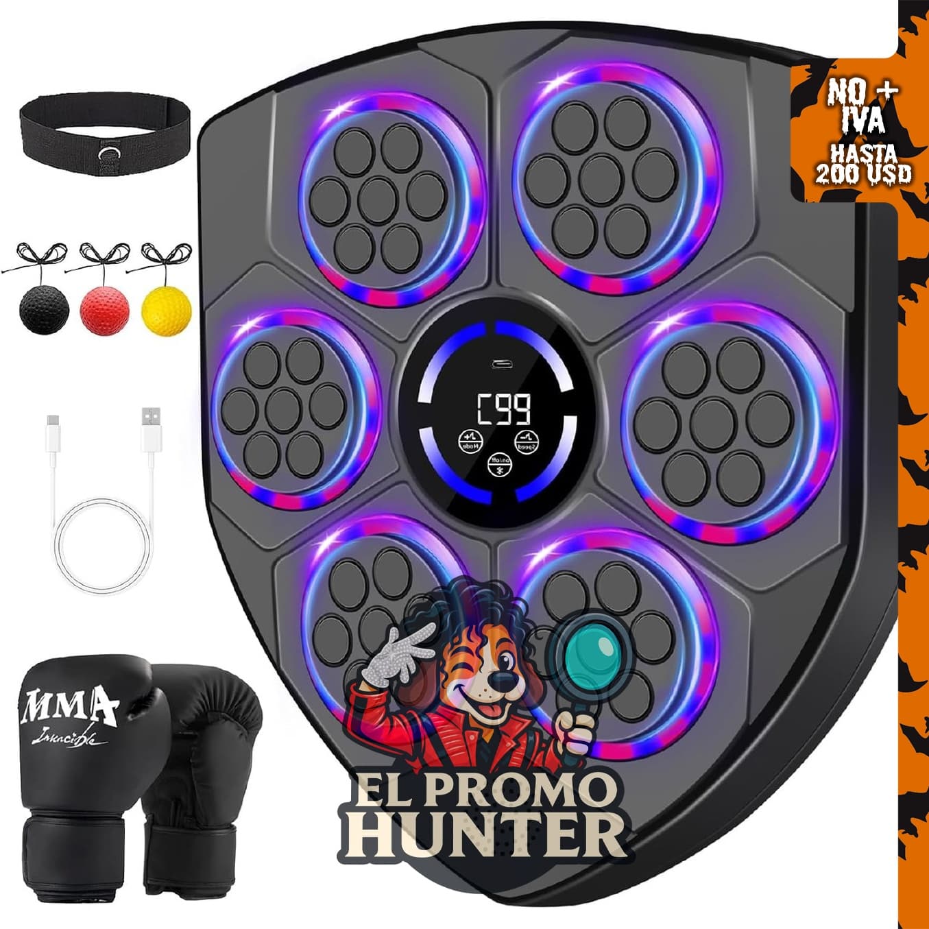 Music Boxing Machine con guantes, entrenador de boxeo montado en la pared para uso en casa.