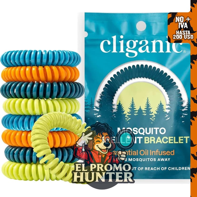 Repelente natural de mosquitos en pulseras, paquete de 10, colores variados.