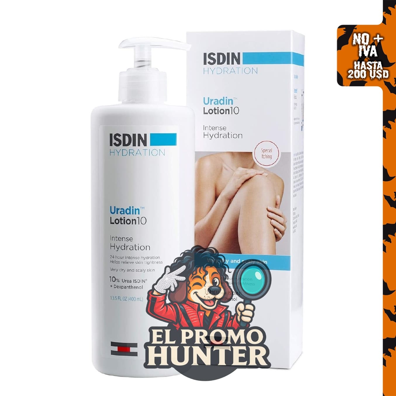 ISDIN Loción Corporal Uradin 10, hidratante de rápida absorción para pieles secas, 400 ml.