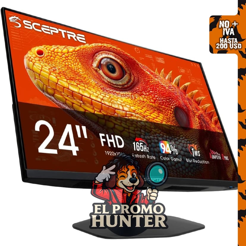 Sceptre Monitor de juegos de 24" (61 cm) con DisplayPort x2 y HDMI x2, 165Hz, altavoces integrados, negro.