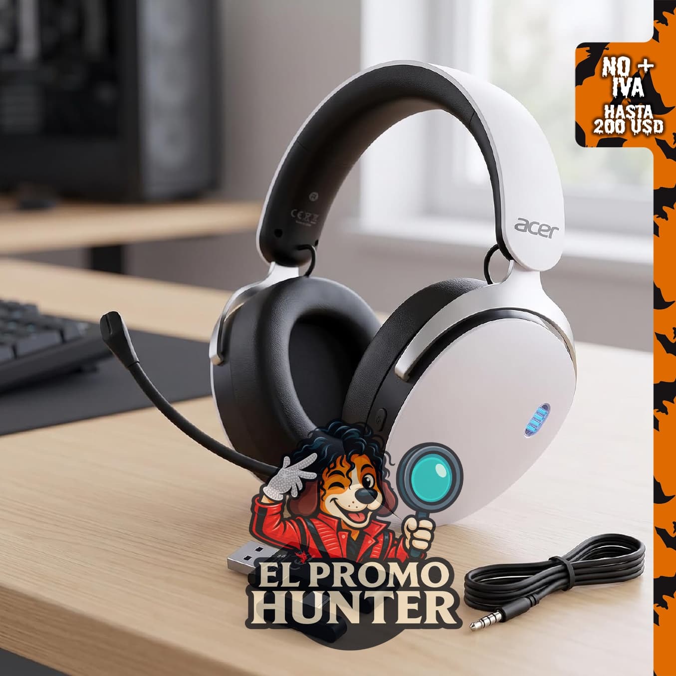 Auriculares inalámbricos Acer para gaming con marco de aluminio, compatibles con PS5, PC y Switch.