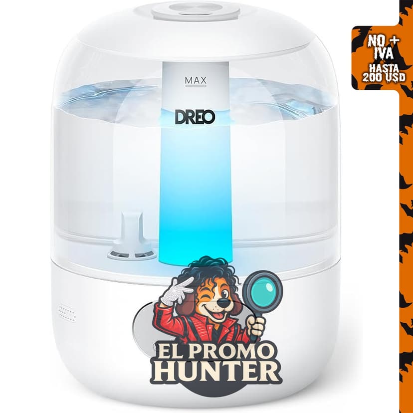 DREO Humidificador de 3L, tiempo de funcionamiento de 30 horas.