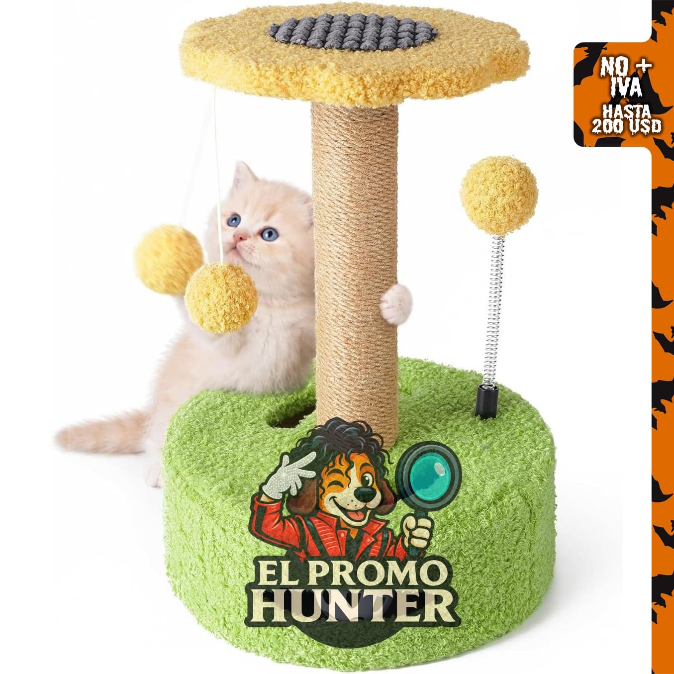 Poste rascador para gatos pequeños con percha para gatitos de interior.