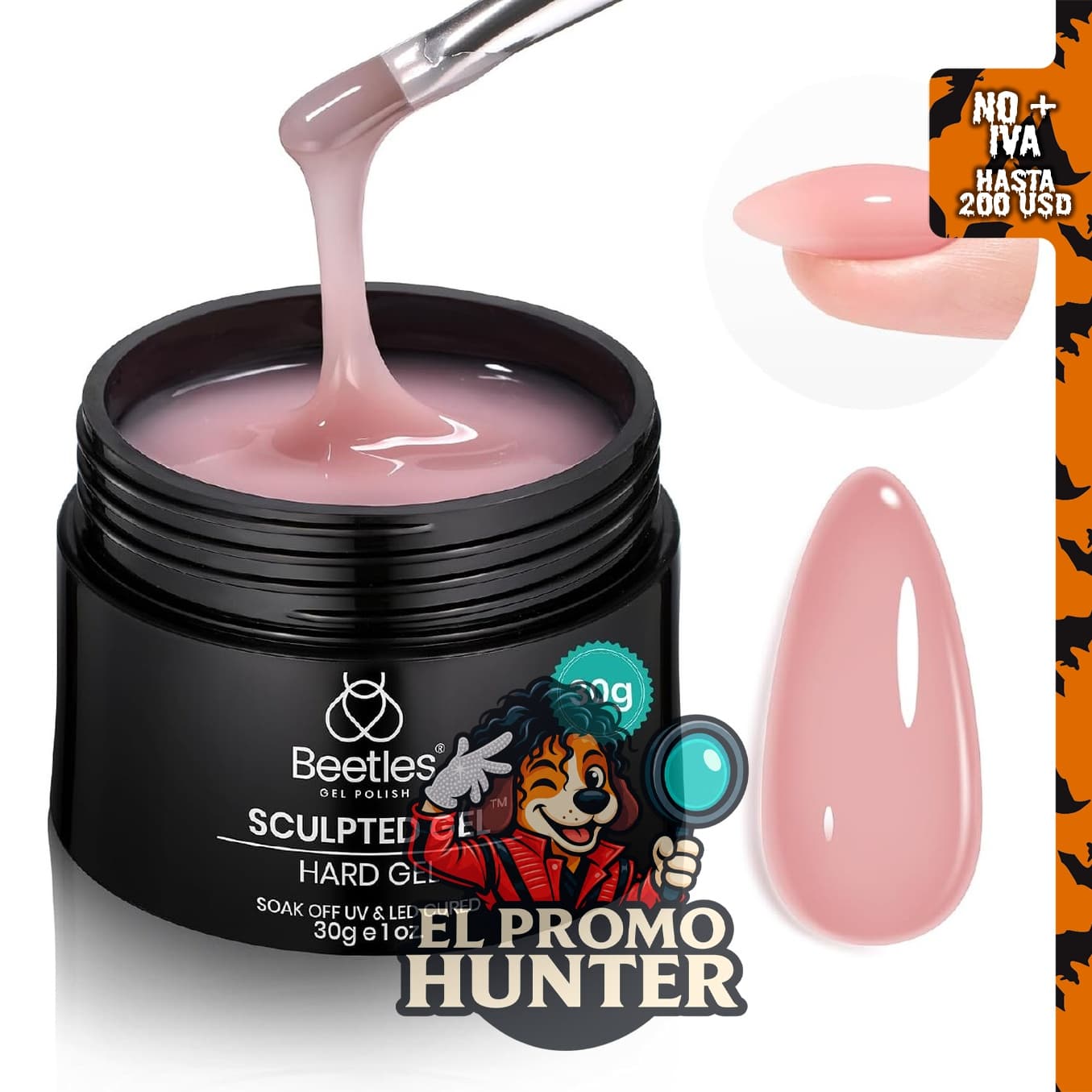 Beetles Gel duro para uñas rosa, 1 oz (28 g), 9 en 1.
