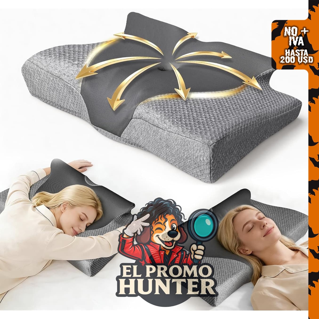 Almohada cervical ergonómica ajustable para dormir de lado, diseñada para aliviar el dolor.