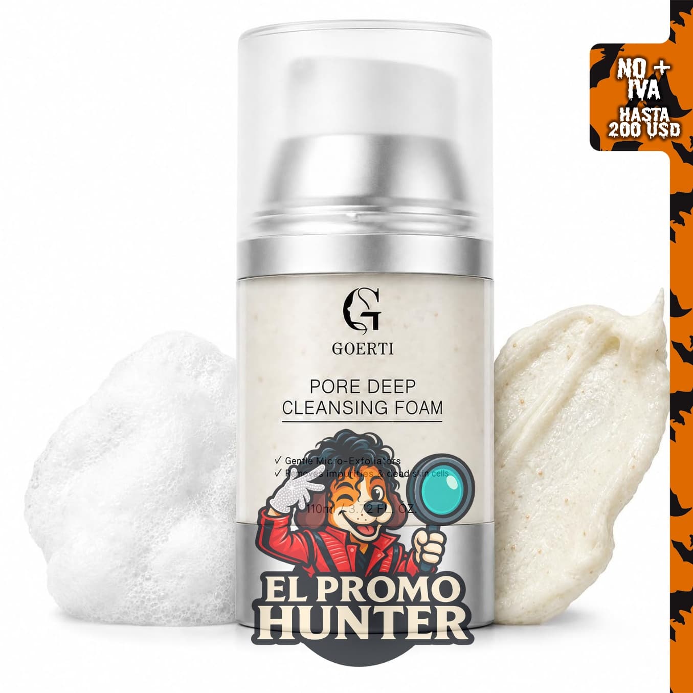 Espuma limpiadora profunda facial exfoliante con exfoliante natural de nueces, para piel grasa y mixta.