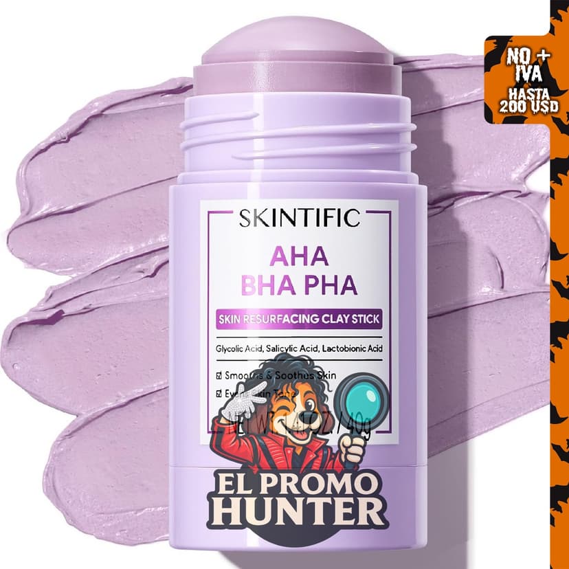 SKINTIFIC Mascarilla exfoliante en barra con AHA, BHA, PHA y arcilla para el rostro.