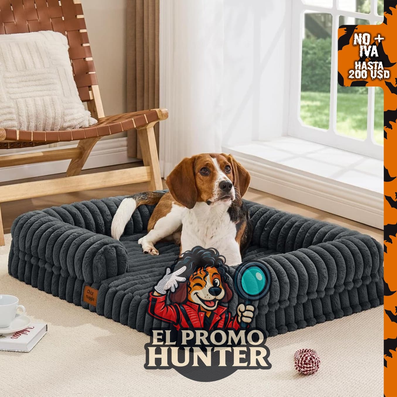 Cama ortopédica de piel sintética para perro, cubierta lavable.