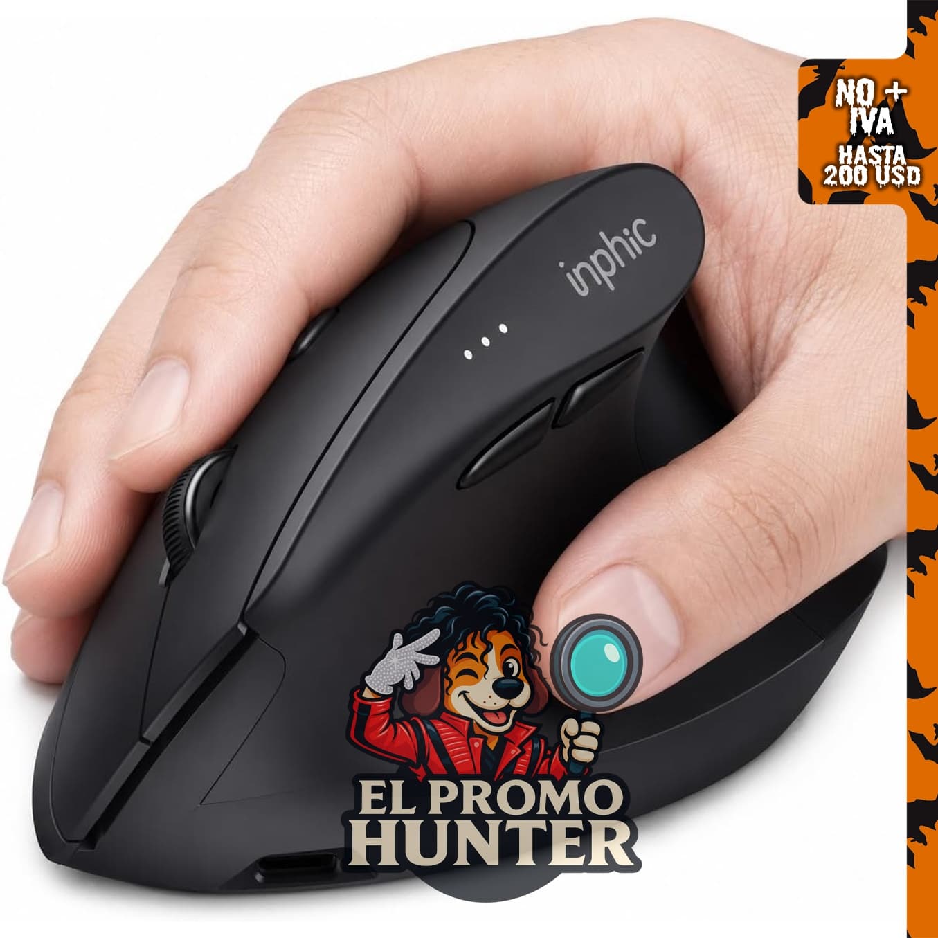 INPHIC X9 Pro Mouse Vertical Inalámbrico Recargable 12800DPI