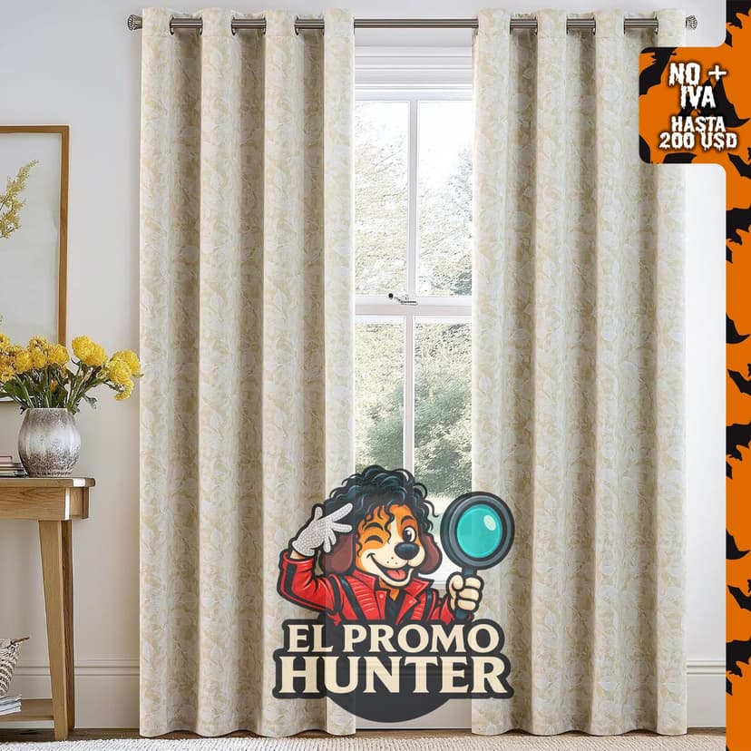 Cortinas florales opacas ChrisDowa 100% beige, 84" (213 cm) de largo, paquete de 2.