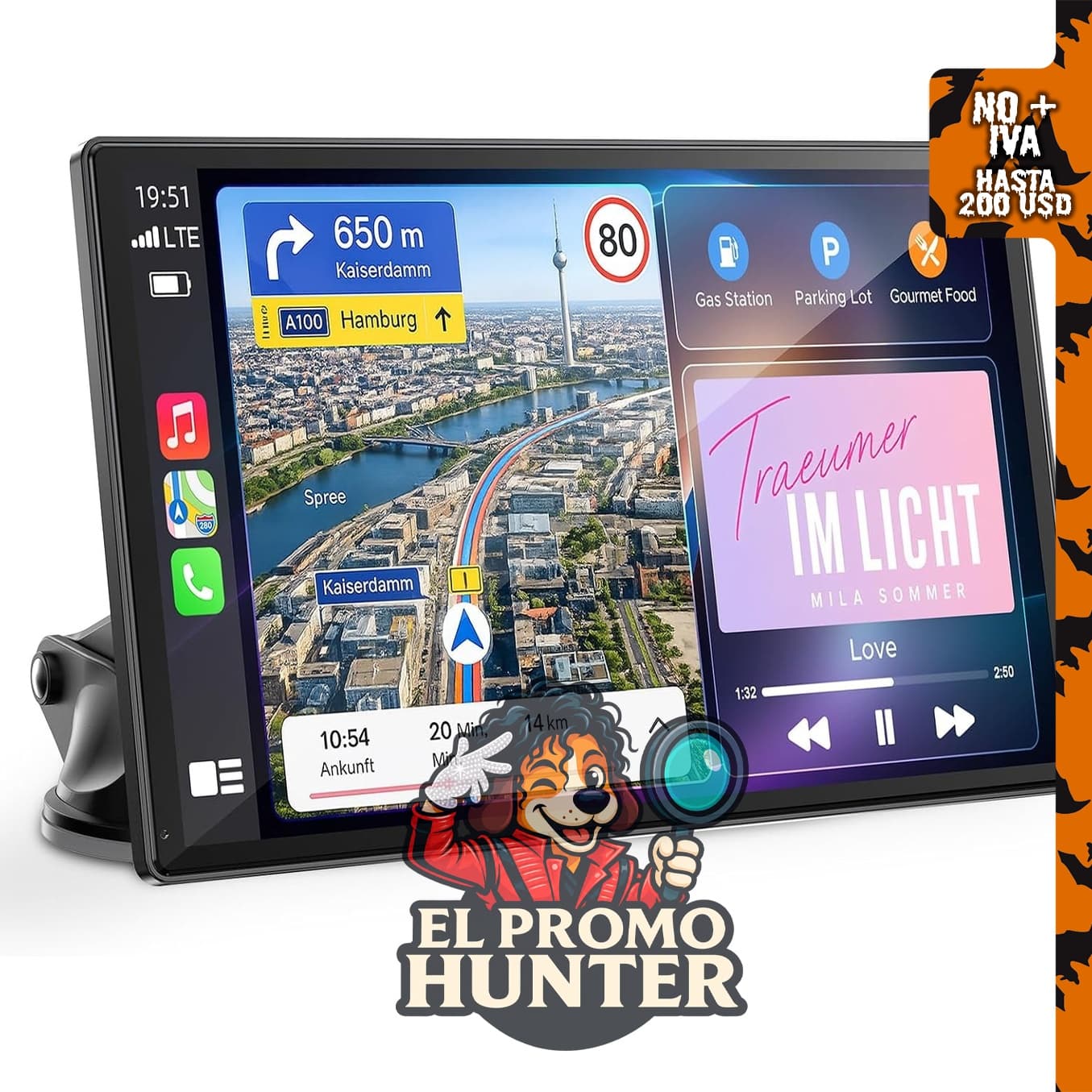 Pantalla Carplay de 9" para coche, juego inalámbrico.