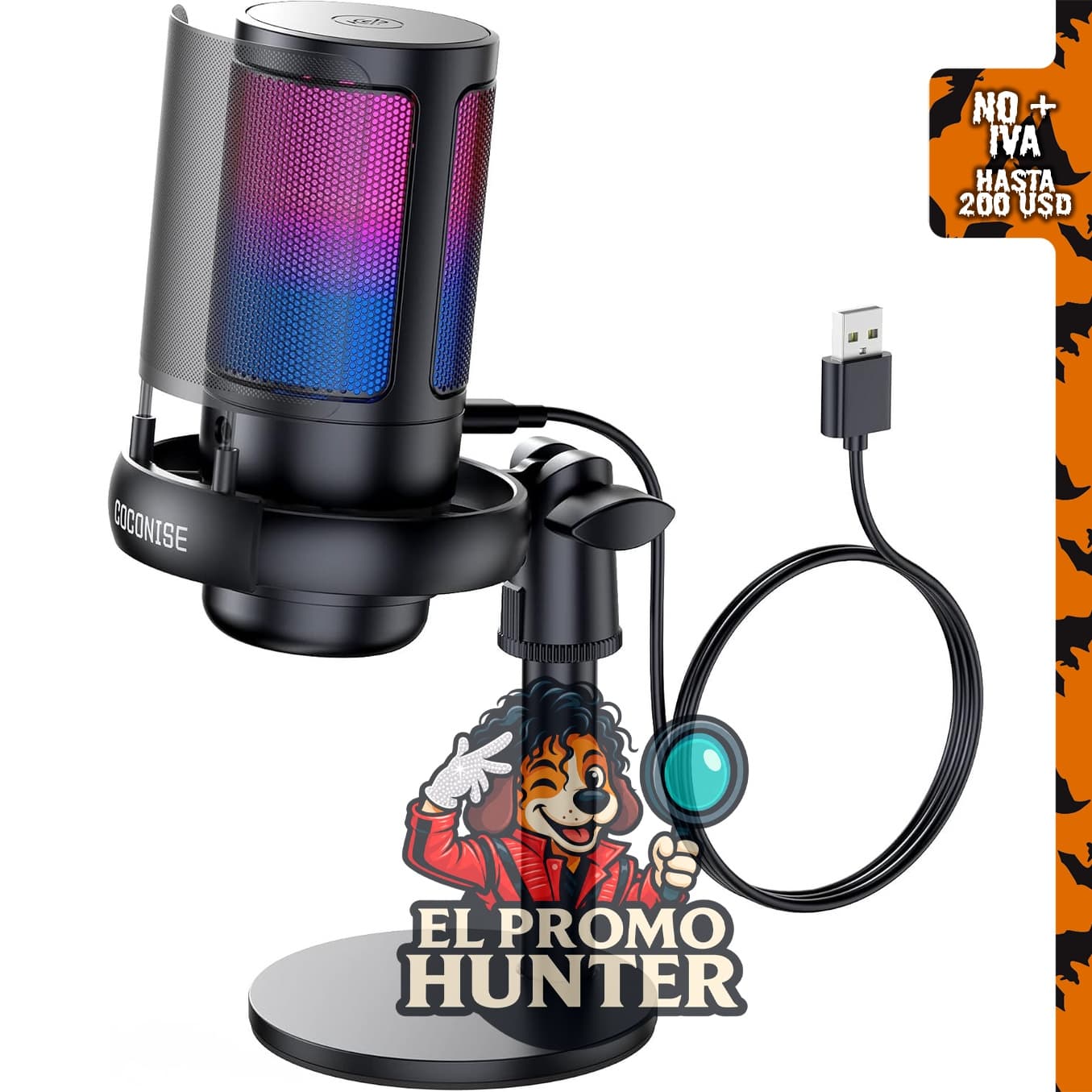 Micrófono USB condensador para juegos y transmisiones, compatible con PS4/5 y computadoras.