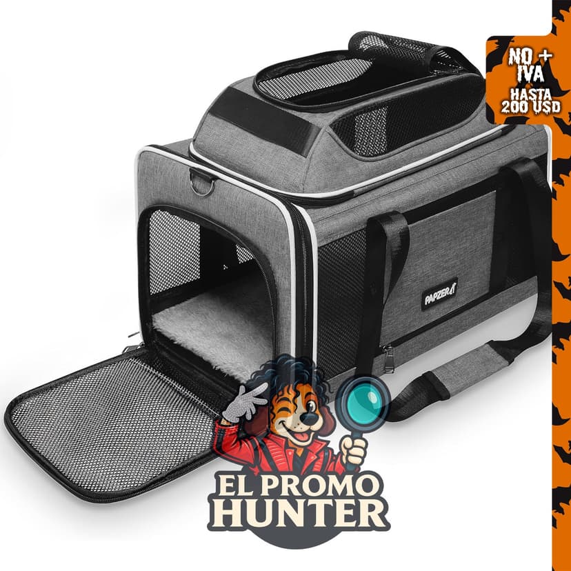 Transportador Cat Top expandible 45.7x27.9x27.9 cm, aprobado por United Delta American Airlines.