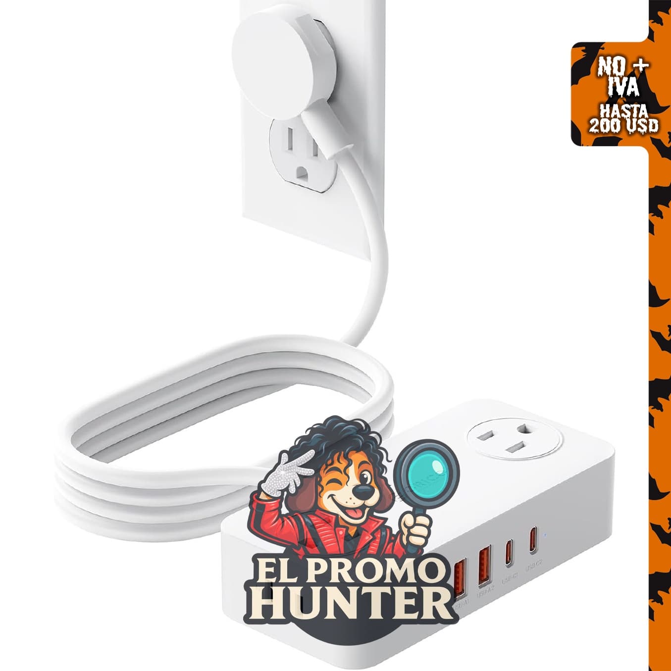 ORICO Regleta de alimentación con puertos USB, cable de extensión.