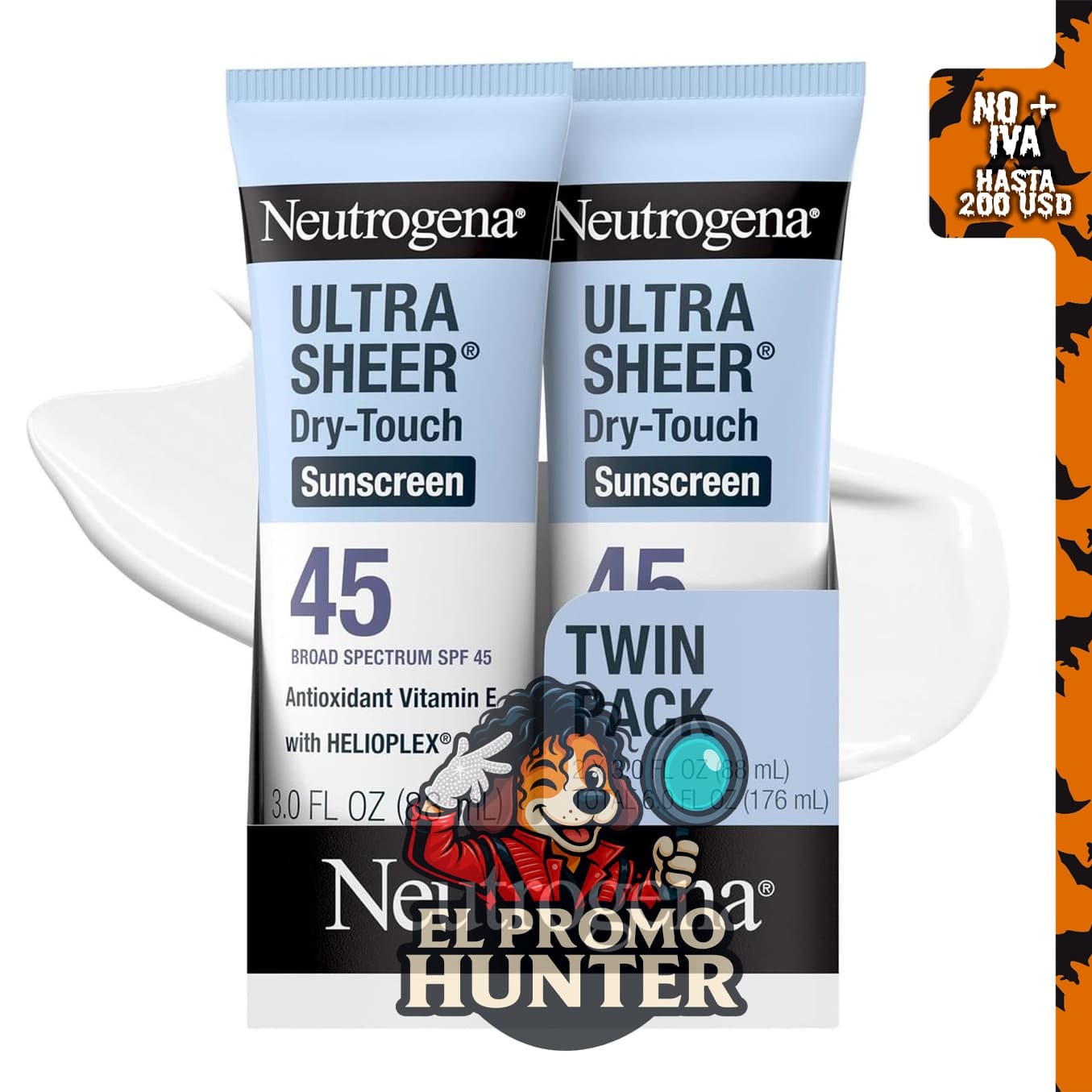 Neutrogena Ultra Sheer Dry Touch Loción de protección solar SPF 45, 88 ml.