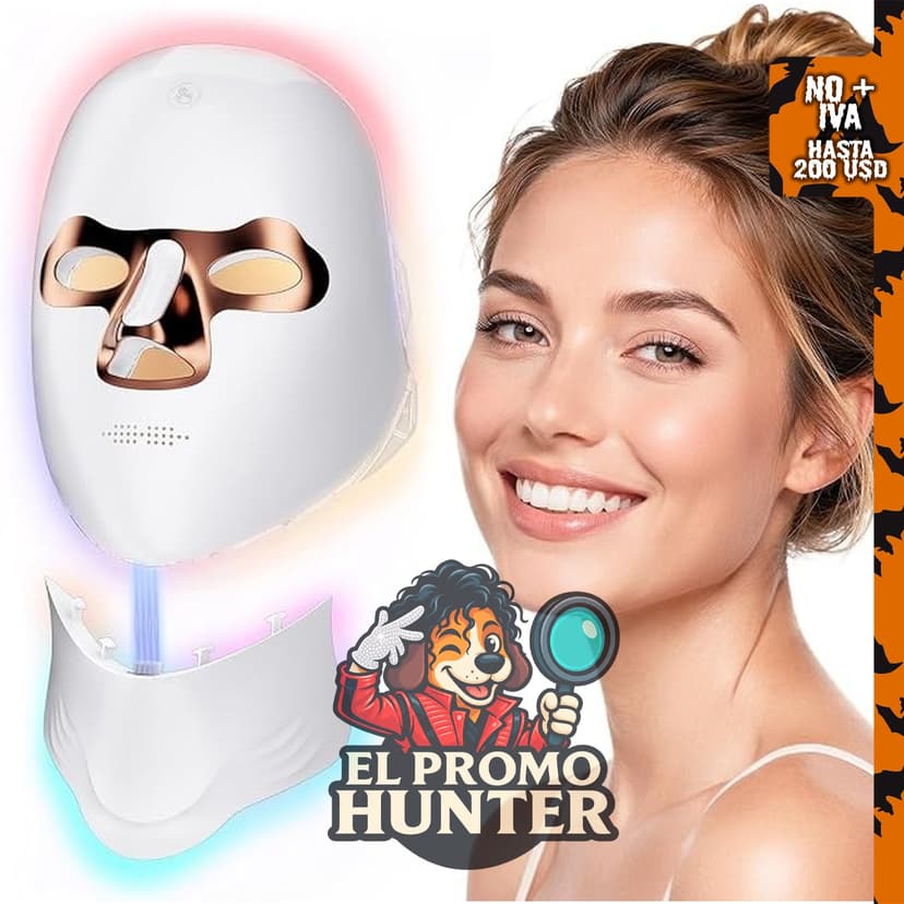 Máscara facial LED inalámbrica Mapretty para terapia de luz roja, recargable y con temporizador.