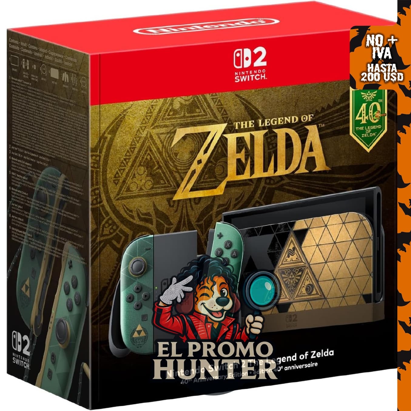 Consola Nintendo Switch 2 The Legend of Zelda 40th Anniversary Edition.