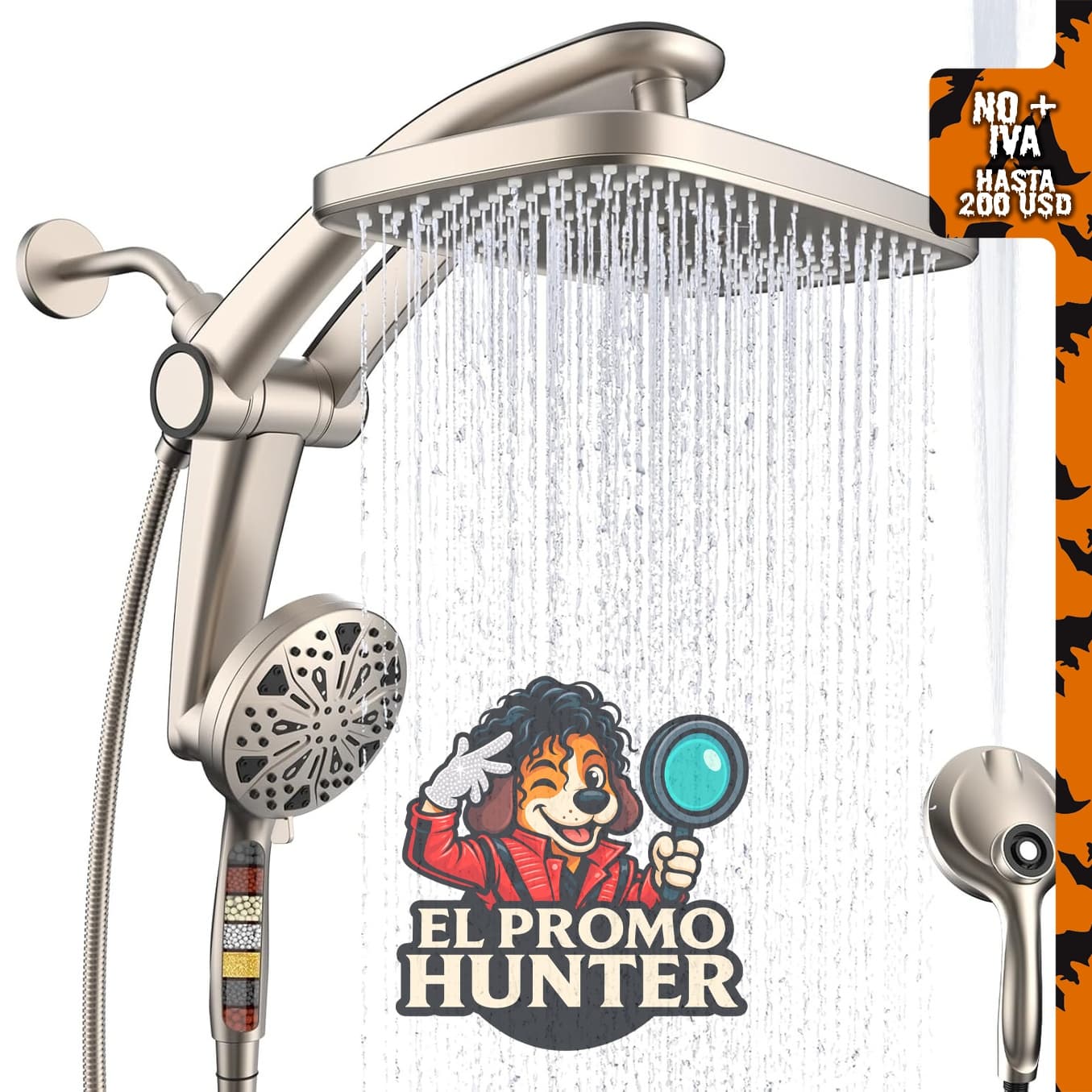 Cabezal de ducha de lluvia de alta presión de 12" (30.5 cm) con combo.