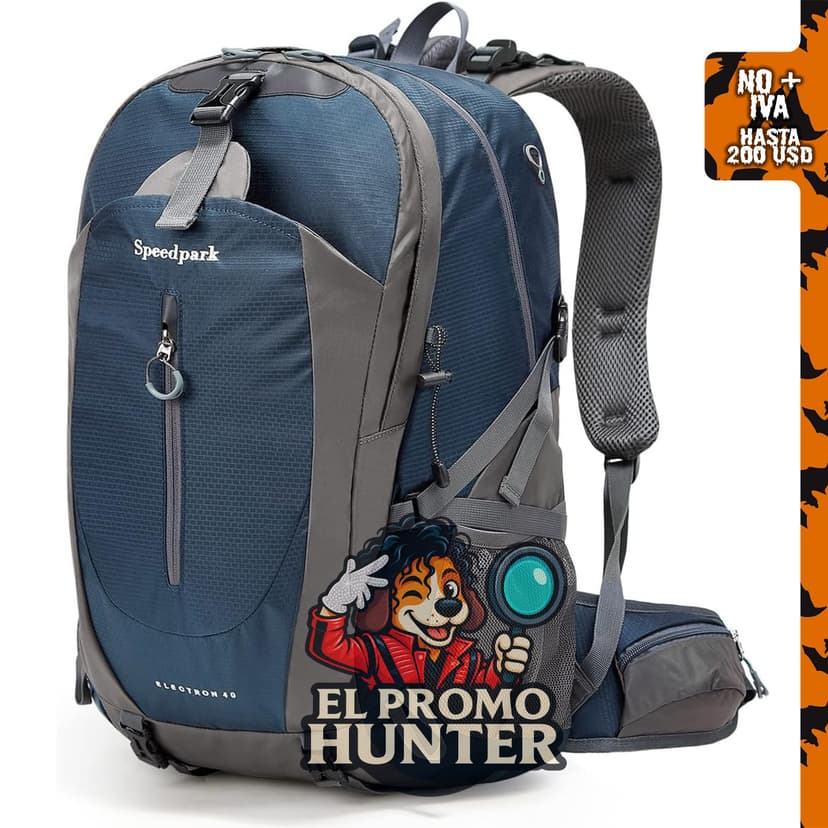 Mochila de senderismo impermeable de 40L con cubierta para lluvia, adecuada para trekking.