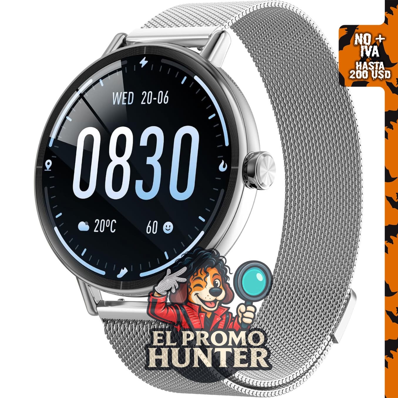 Yoever Smart Watch, reloj inteligente con pantalla táctil de 1.57", diseño redondo.