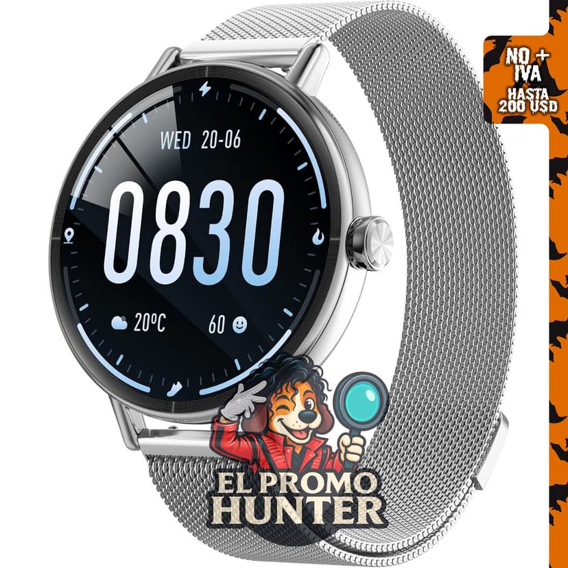 Yoever Smart Watch, reloj inteligente con pantalla táctil de 1.57", diseño redondo.