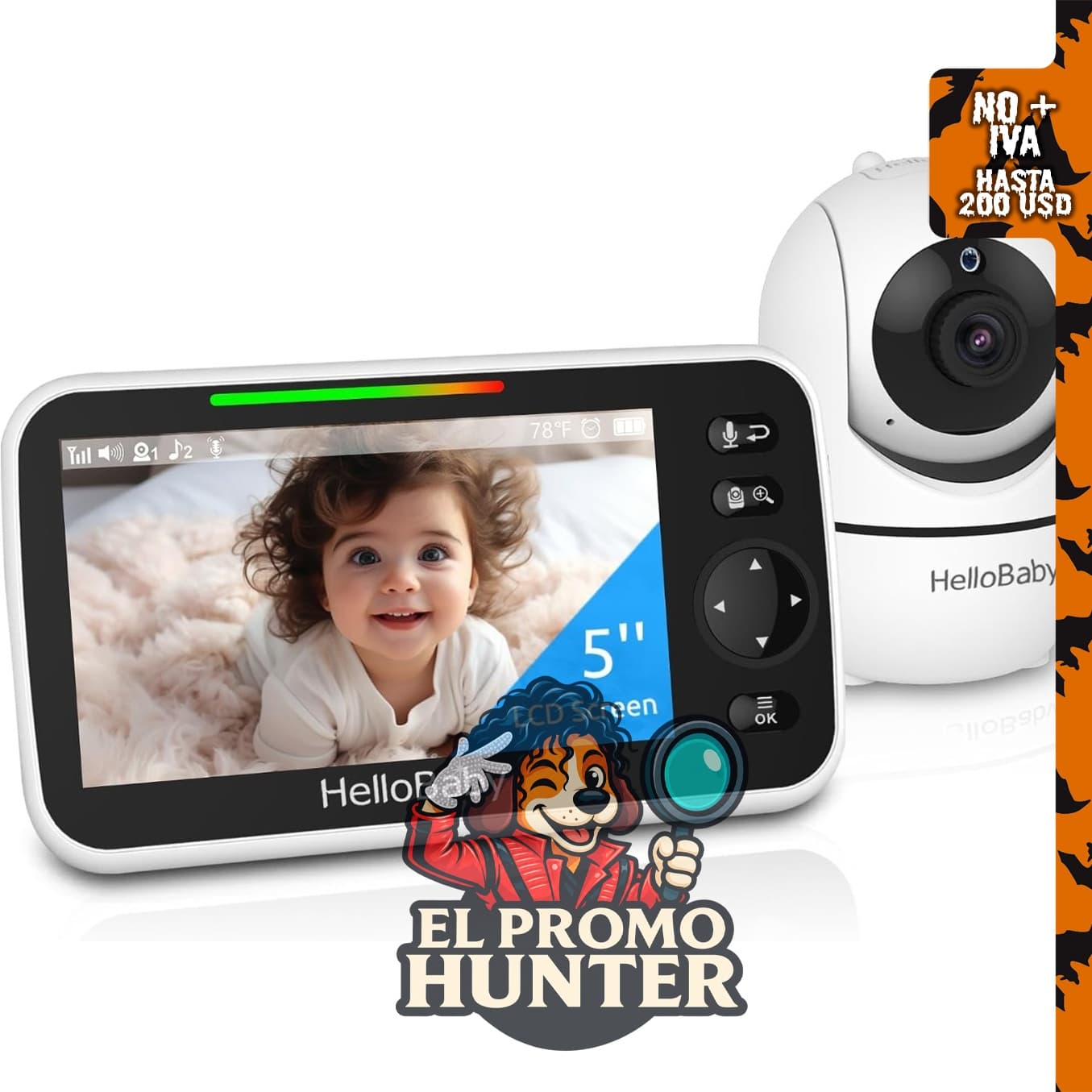 HelloBaby HB6550 - Cámara de monitor para bebés sin WiFi y audio.