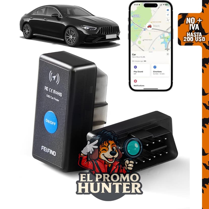 OBD2 GPS Tracker para vehículos, compatible con Apple Find My (solo iOS).