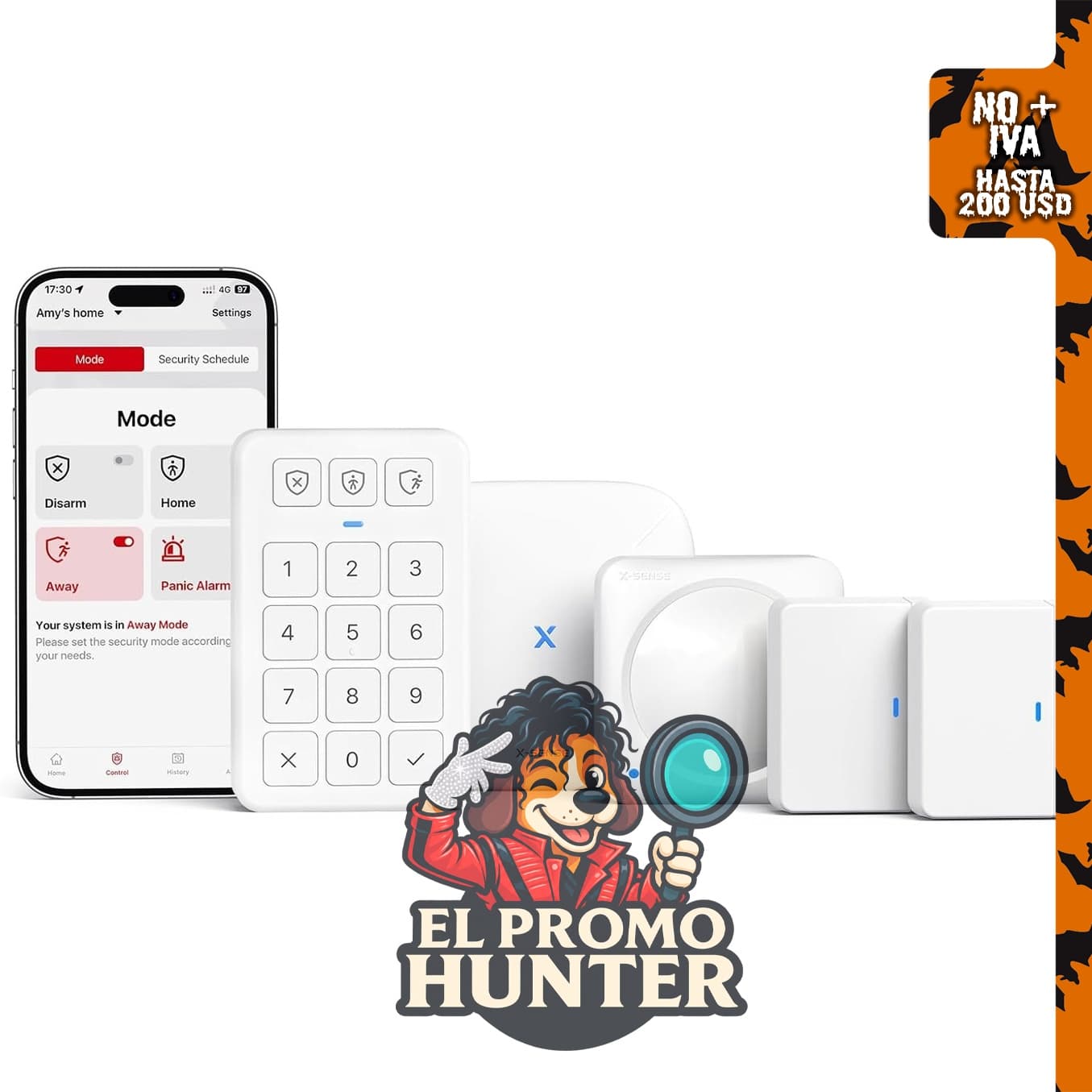 X-Sense Sistema de Seguridad Inteligente para el Hogar, sistema inalámbrico de 5 piezas con estación base y compatibilidad con Alexa.
