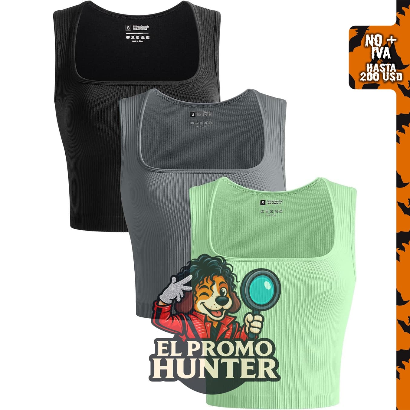 OLCHEE Top sin mangas para mujer, paquete de 3, con cuello cuadrado y tirantes ajustados.