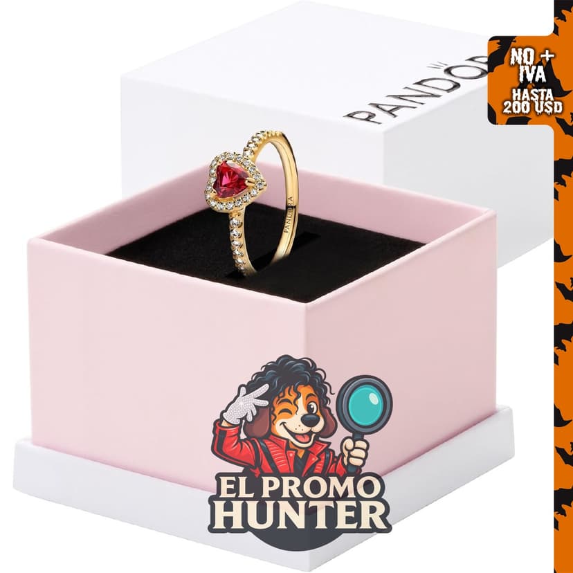 Anillo PANDORA de corazón elevado en metal con piedra mixta.