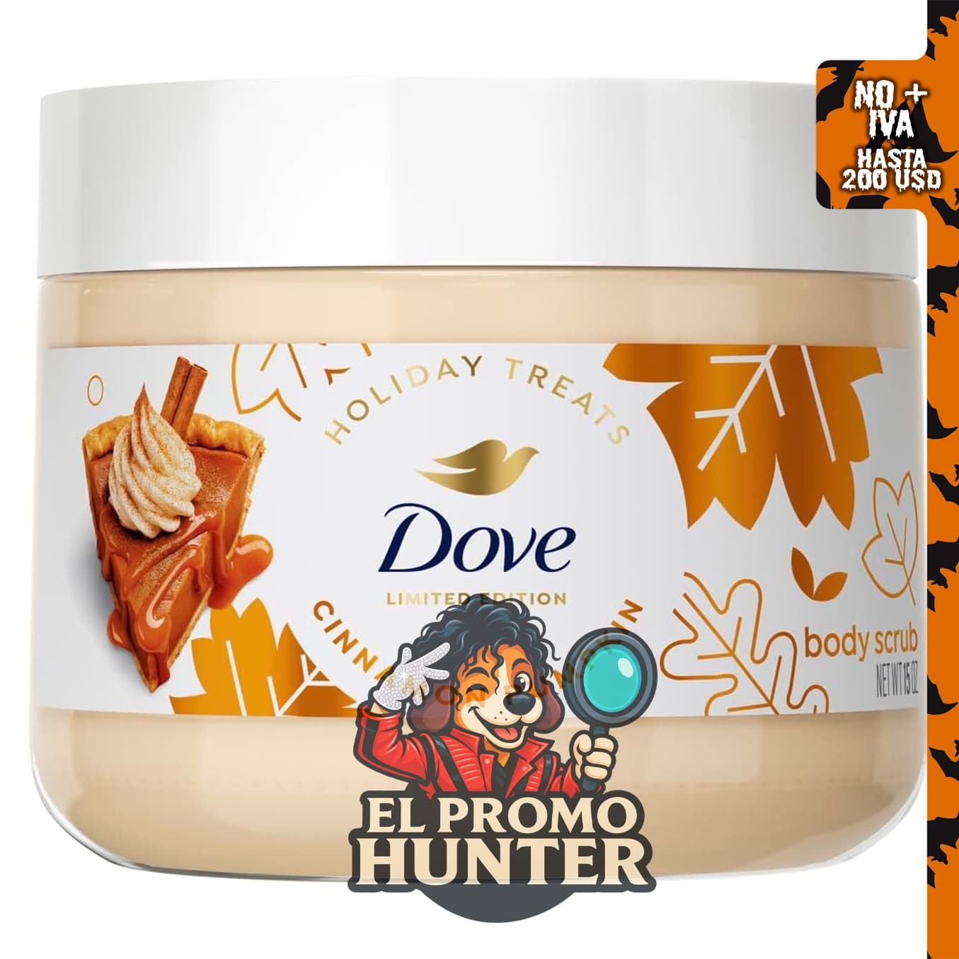Dove Exfoliante corporal de pastel de calabaza y canela, diseñado para exfoliar e hidratar la piel.