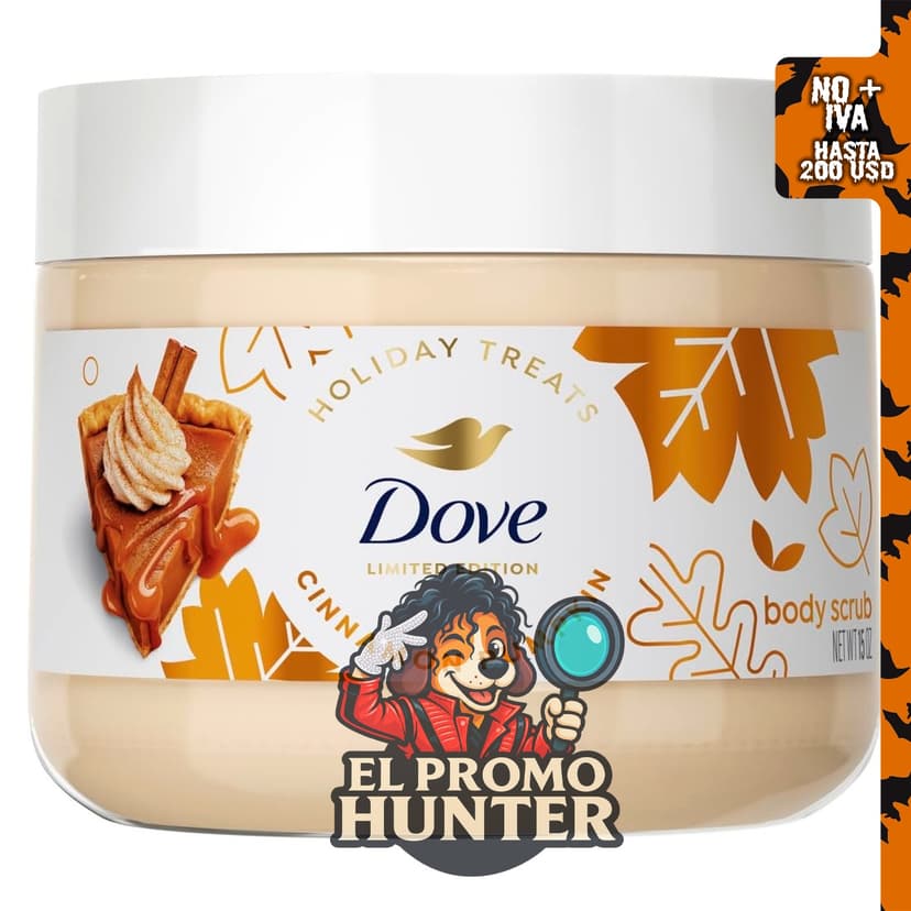Dove Exfoliante corporal de pastel de calabaza y canela, diseñado para exfoliar e hidratar la piel.
