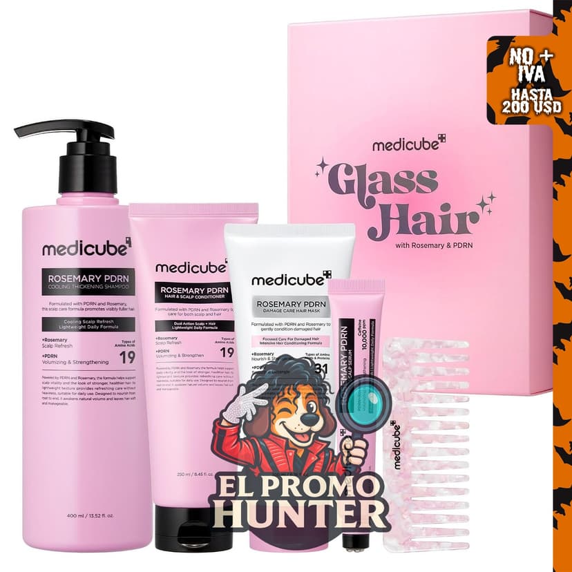 Medicube Rosemary PDRN Glass Hair Set, kit de tamaño completo para un aspecto más abundante.