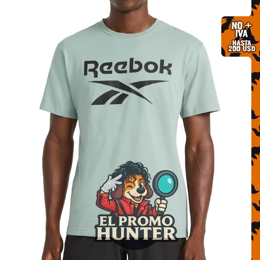 Reebok camiseta de manga corta con cuello redondo para hombre, ajuste estándar, tela ligera de algodón y poliéster.