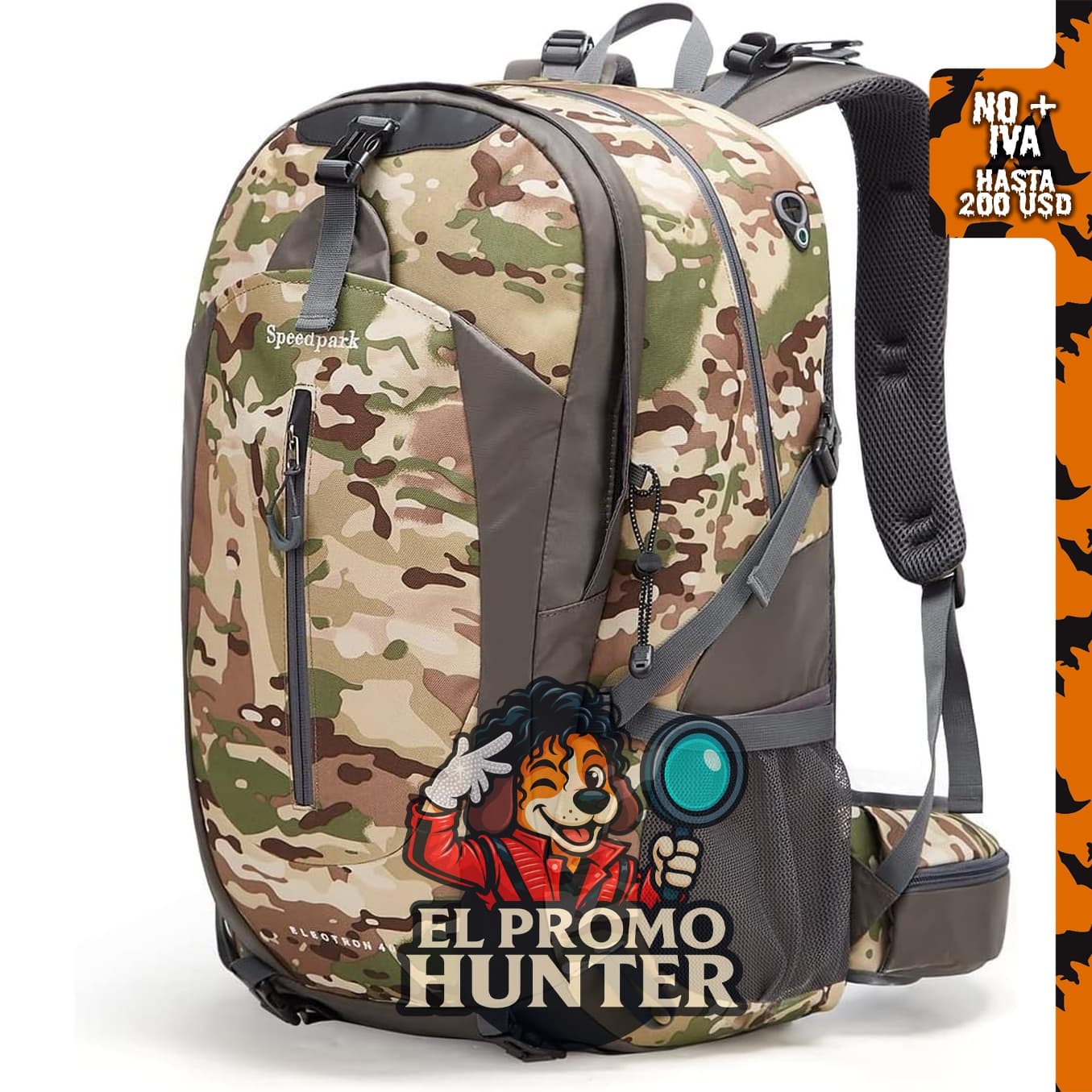 Mochila de Senderismo 40L impermeable con cubierta para lluvia, adecuada para trekking.