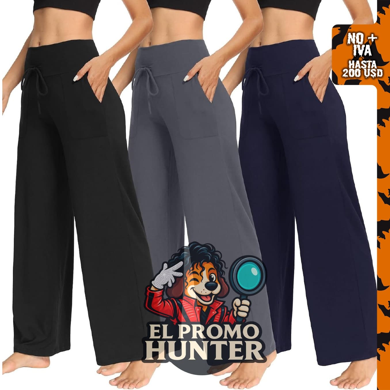 TNNZEET Paquete de 3 pantalones de pierna ancha para mujer, casuales y sueltos, ideales para yoga.