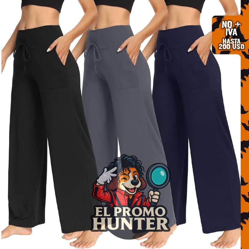 TNNZEET Paquete de 3 pantalones de pierna ancha para mujer, casuales y sueltos, ideales para yoga.