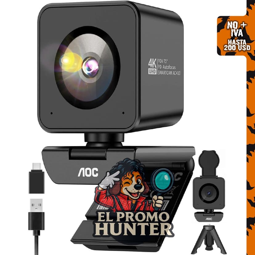 AOC Cámara web 4K para PC, con PDAF y sensor Sony.
