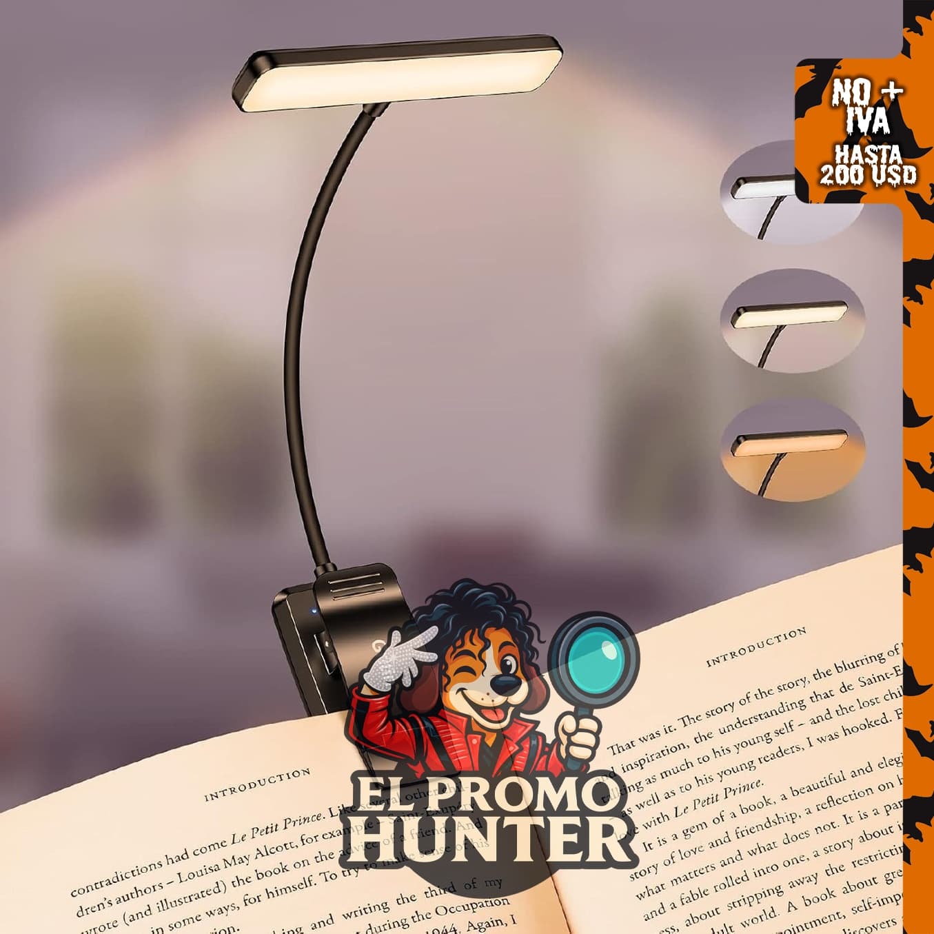 Gritin Luz de libro recargable con 19 LED para lectura.