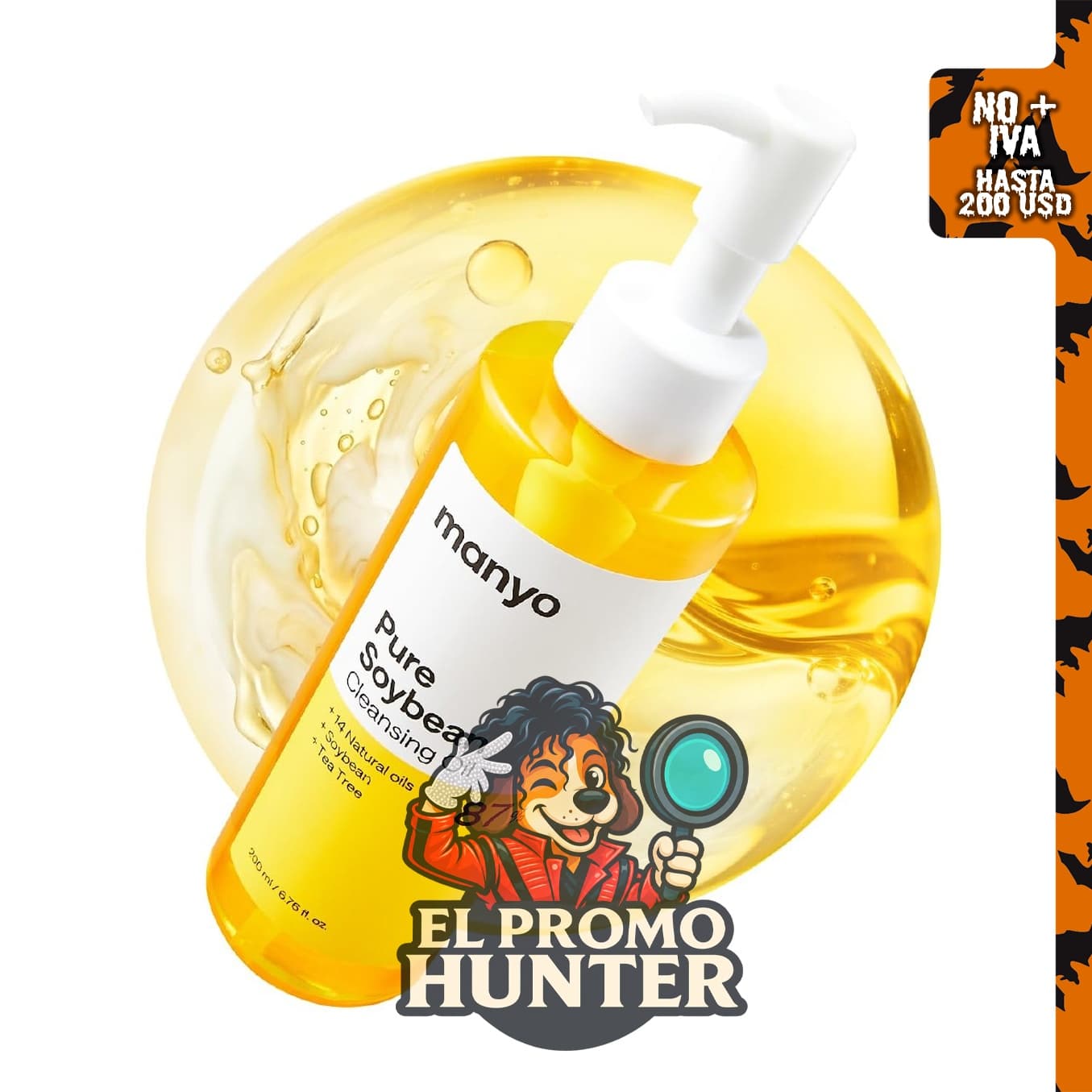 MANYO Aceite limpiador puro, removedor de maquillaje y cuidado de puntos.