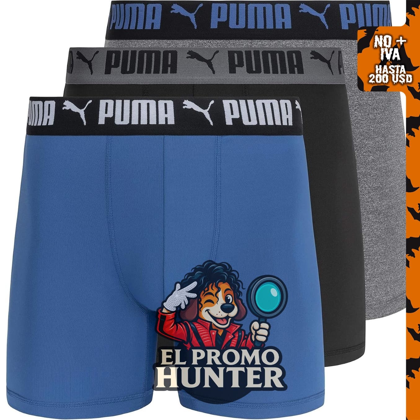 Bóxer corto Puma Tech, paquete de 3 para hombre.