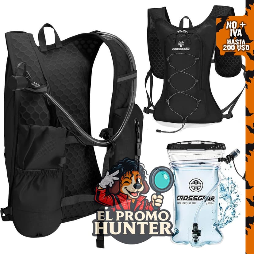 CROSSGEAR Mochila ligera de hidratación con bolsa de agua, sin BPA.