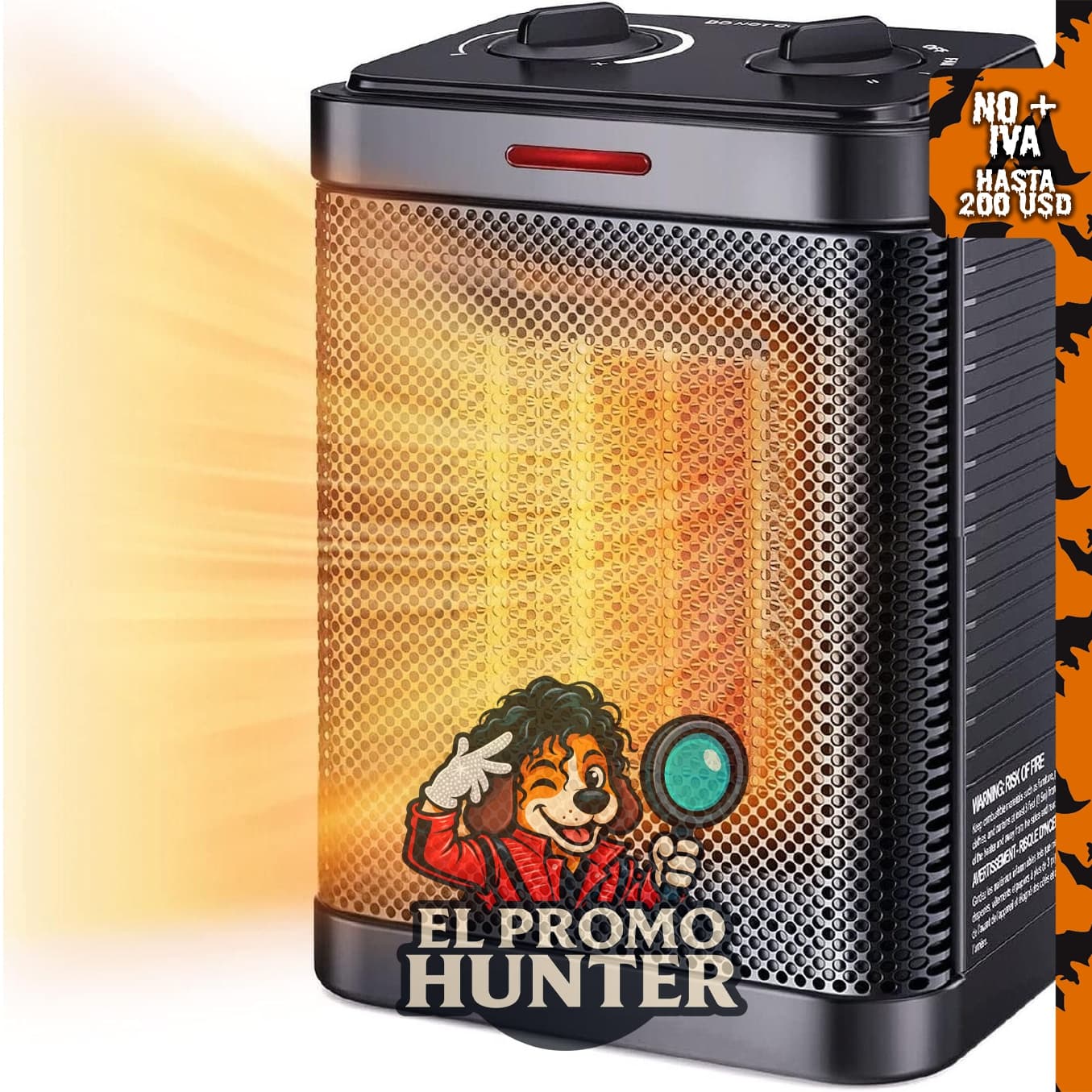 Calentador de espacio Oprunsy de cerámica PTC de 1500 W, portátil, con termostato y 3 modos de funcionamiento.