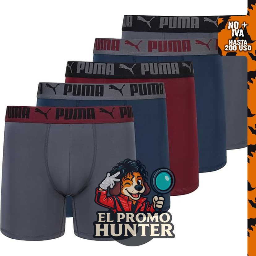 Paquete de 5 calzoncillos tipo bóxer Performance para hombre de PUMA.