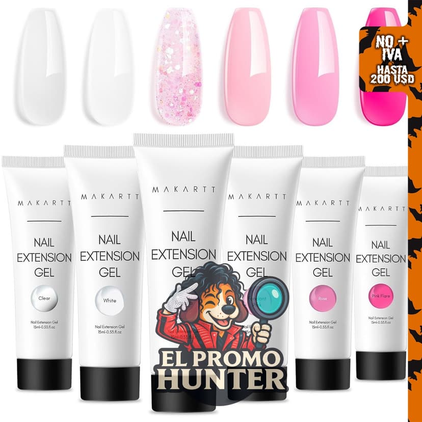 Makartt juego de gel para uñas de polietileno, incluye 6 colores, multifuncional y de larga duración.