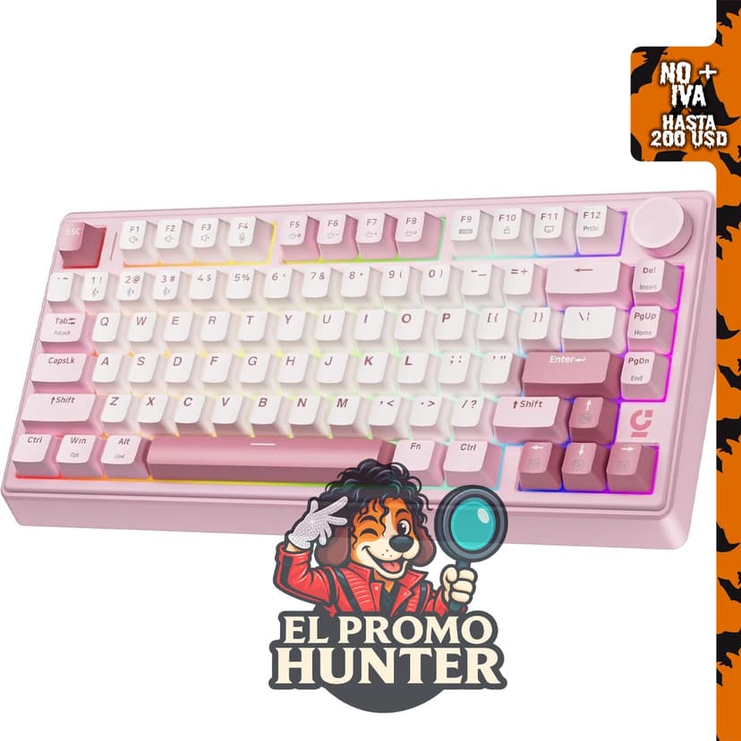 Teclado mecánico compacto wegear 75% con perilla para PC/Mac/portátil - Rosa