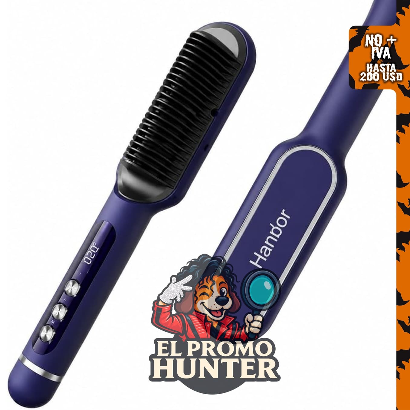 Handor Cepillo alisador de cabello iónico con 9 ajustes de calor y pantalla LED de 250-410 °F.