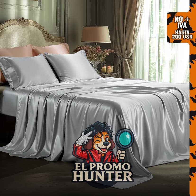 Bedsure Sábanas de satén gris tamaño Queen, juego de sábanas suaves y sedosas.