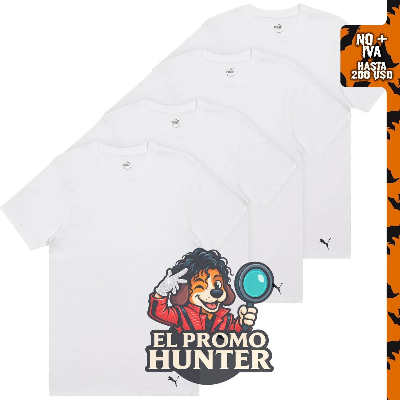 Paquete de 4 camisetas de algodón de manga corta con cuello redondo para hombre de Puma.