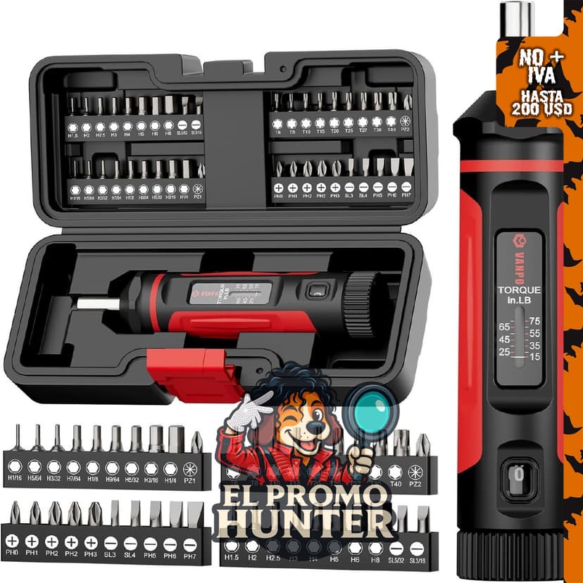 VANPO Juego de destornilladores dinamométricos de 15-75 lb-pulgada, 1/4".